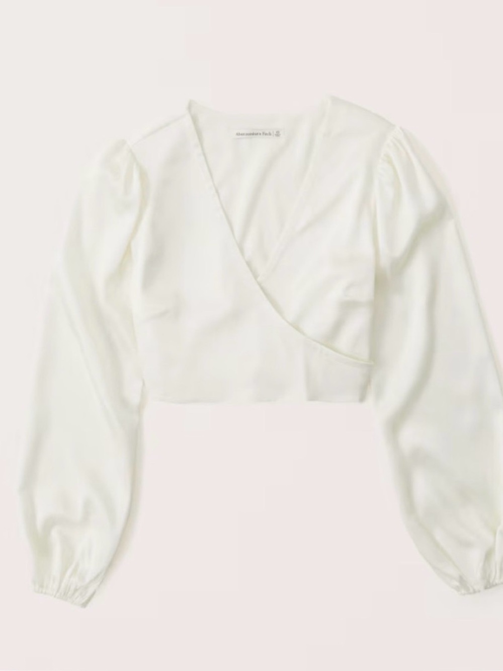 Abercrombie & Fitch Cream Wrap-Front Long Sleeve Crop Top
